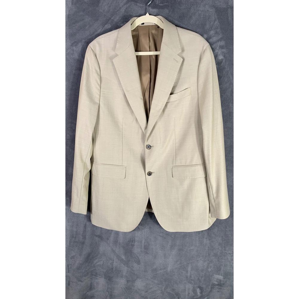 Banana Republic Reda Flexo Italian Hopsack Suit Jacket 42R Slim Fit Tan Wool - Picture 2 of 12